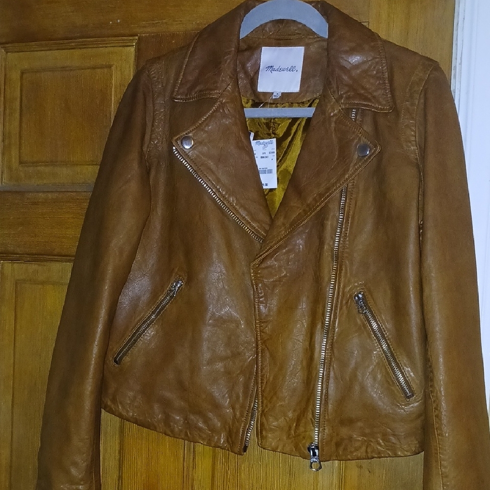 Madewell Washed Leather Jacket, Tan, Medium